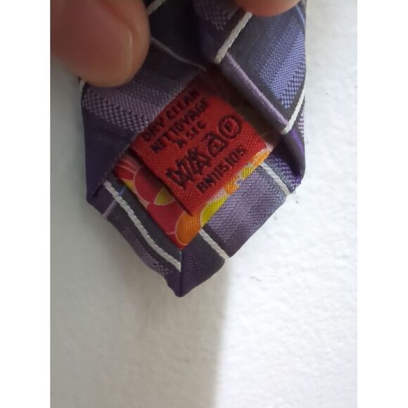 NWT John Sparks‎ Mens Tie Purple Geometric Striped Necktie Polyester - Picture 6 of 7